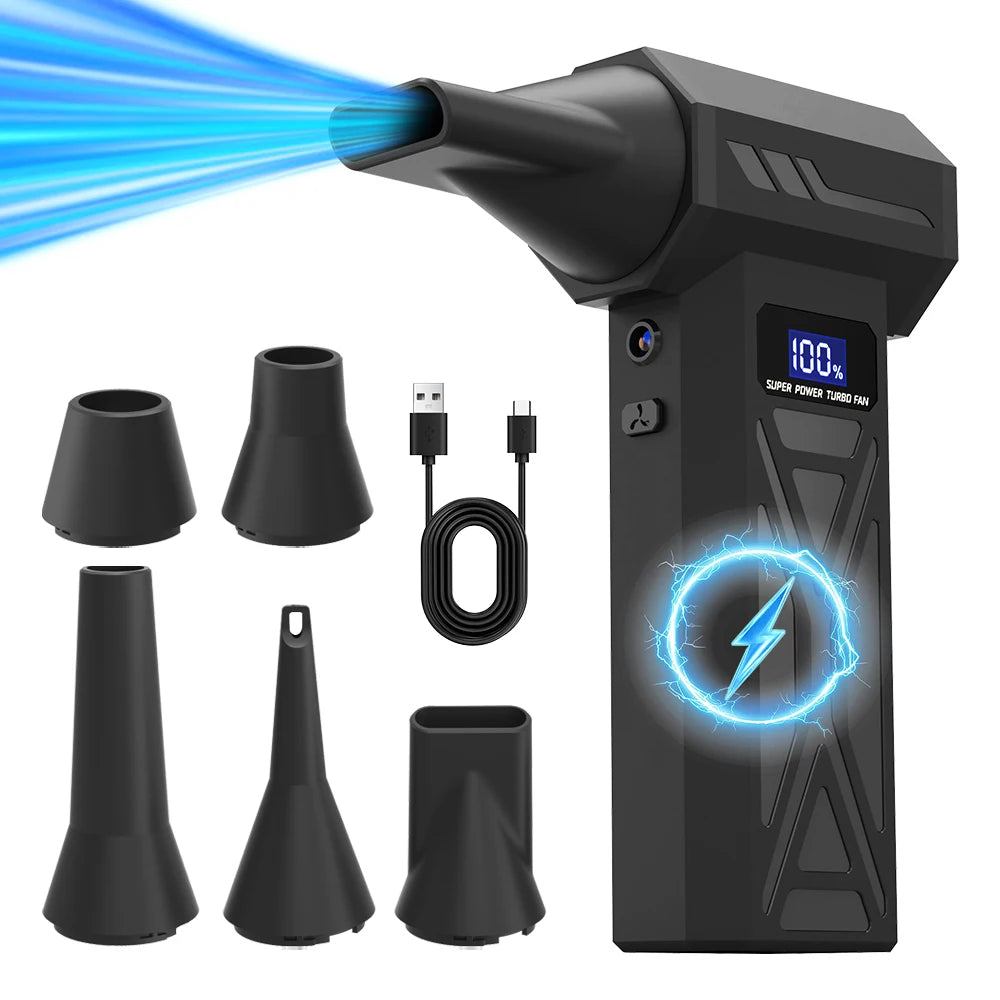 Portable Air Violent Blower Mini Turbo Jet Fan Handheld Brushless Motor 130,000 RPM Wind Speed 52M/S Industrial Duct Fan